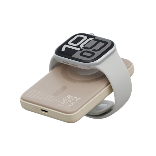 GPW-SNAP5K-BRN | Bazic Gopower Snap 5K | باور بانك لاسلكي 3 في 1 بسعة 5000 مللي أمبير مع شاحن لساعة آبل | لاتيه