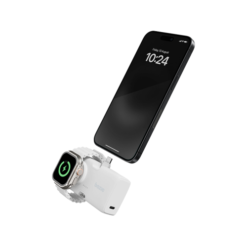 GPW-KODA-WHT | Bazic Gopower Koda | 2-In-1 5000Mah Foldable USB-C / Lightning Pin Powerbank With Apple Watch Charger | Vanilla - GulfStore.com