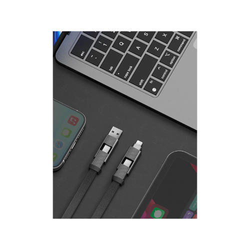 CBL-GC4N1-BLK015 | إنيرجيا بازيك غوتشارج ألوكابل | كابل شحن ألومنيوم 4 في 1 شحن سريع PD | 15 سم | أسود