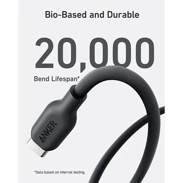 Anker 542 USB-C to Lightning Cable (Bio-Based) (0.9m/3ft) A80B1H11 - Black