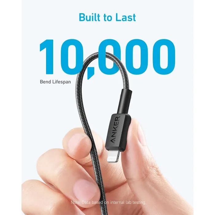 Anker 322 USB-C to Lightning Cable Braided (0.9m/3ft) A81B5H11 - Black