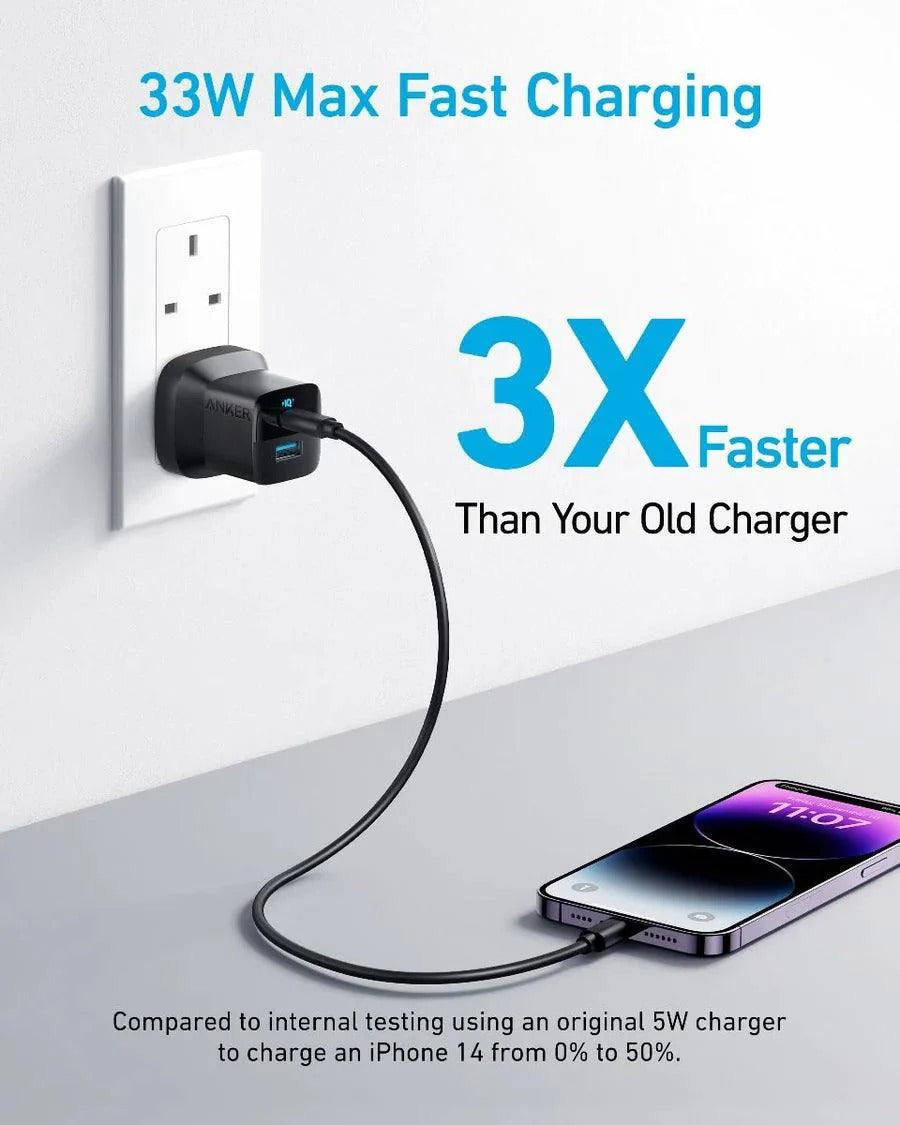 Anker Charger With USB-C to USB-C Cable (33W , 3ft) -Black