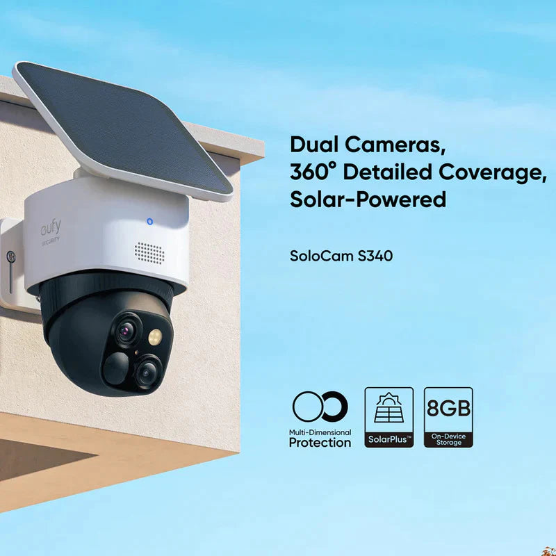Eufy 3K Dual Cameras Pan and Tilt SoloCam S340 -Black+White - [T81703W1]