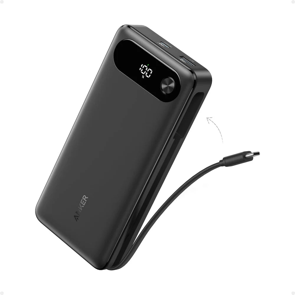 Anker Power Bank (20K, 87W, Built-In USB-C Cable) -Black