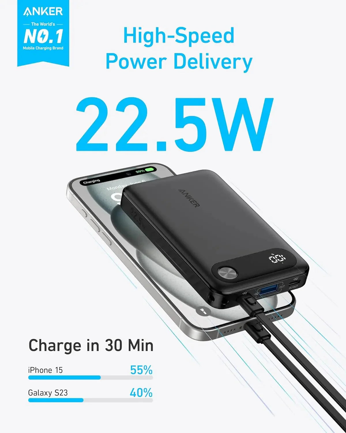 Anker Power Bank (10K, 22.5W) -Black