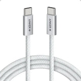 كابل أنكر زولو USB-C إلى USB-C مضفر بقوة 240 واط (0.9 متر/3 قدم) - أبيض