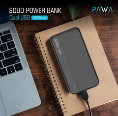 Pawa -"PW-PB2410SL-BK,Pawa Solid Dual USB powerbank with 10000mAh Capacity ,Black" - GulfStore.com