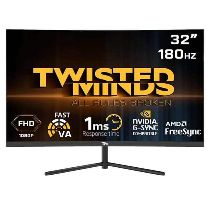 شاشة ألعاب منحنية Twisted Minds مقاس 32 بوصة، HDR، FHD، 180 هرتز، VA، 1 مللي ثانية، HDMI 2.0