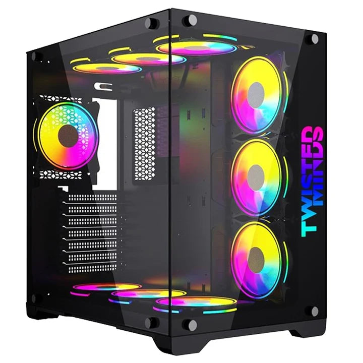 Twisted Minds Bullet-07 Mid Tower, 7*120mm ARGB Fan Gaming Case - Black