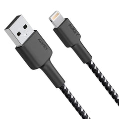 CB-BAL7-BK | Aukey Nylon Braided USB A to Lightning Cable | 0.9 M | Black - GulfStore.com