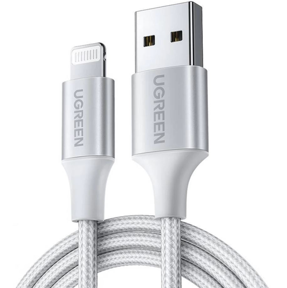 Ugreen USB 2.0 A to lightning Cable Aluminum Braid 2m (White)