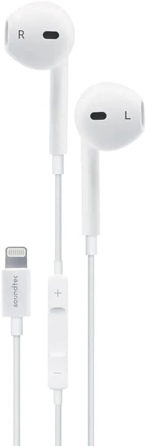 Porodo Soundtec Stereo Earphones with Lightning Connector 1.2m (PD-LSTEP-WH) - White