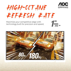 AOC 24G4E 24 Inch 180Hz FHD HDMI 2.0 1ms IPS Gaming Monitor - Black - GulfStore.com