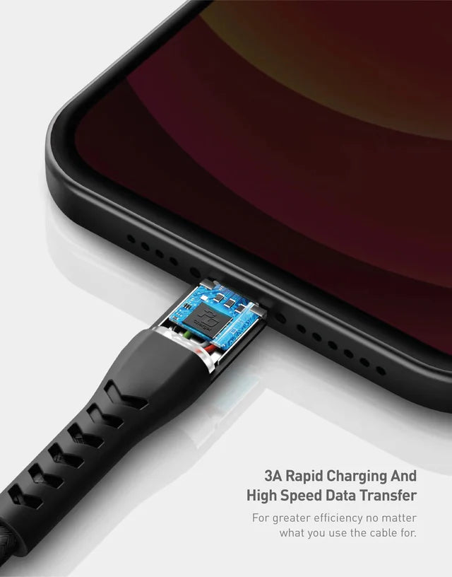 ENERGEA Nyloflex | USB-C To Lightning Cable 3M | Black - GulfStore.com