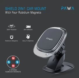 Pawa-PW-CH214RM-BK,Pawa Magnetic 2IN1 Car Mount with Four Rubidium MagnetBlack