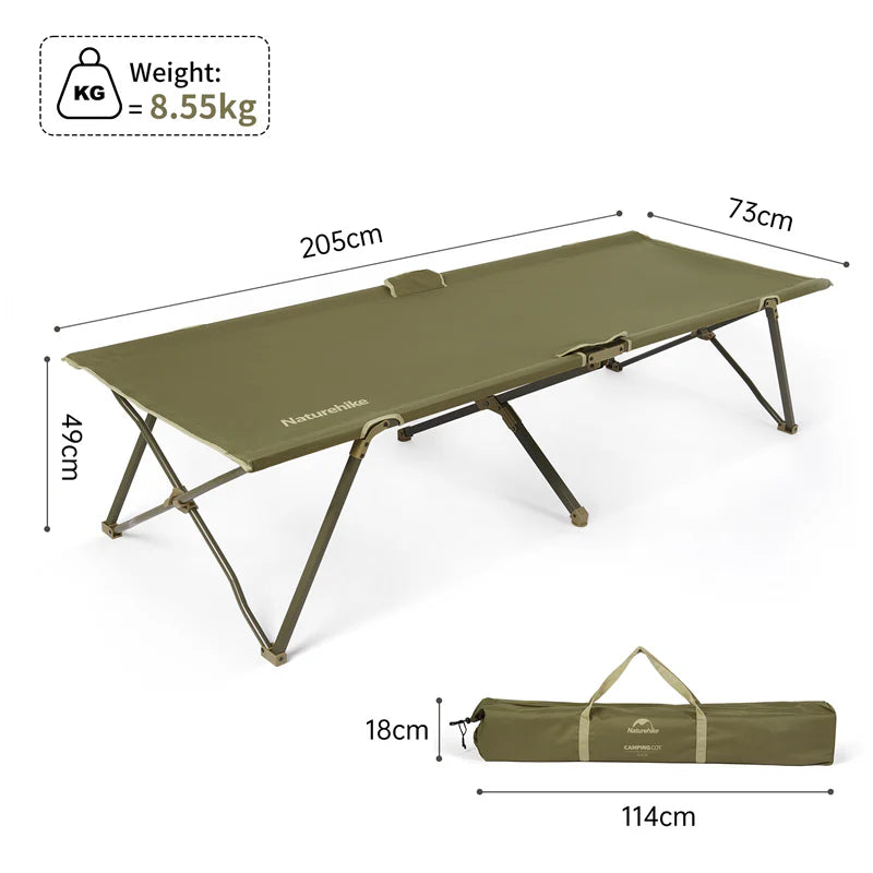 Naturehike XJC14 Outdoor folding bed camping Cot - Reed Green Single (205*73*49)