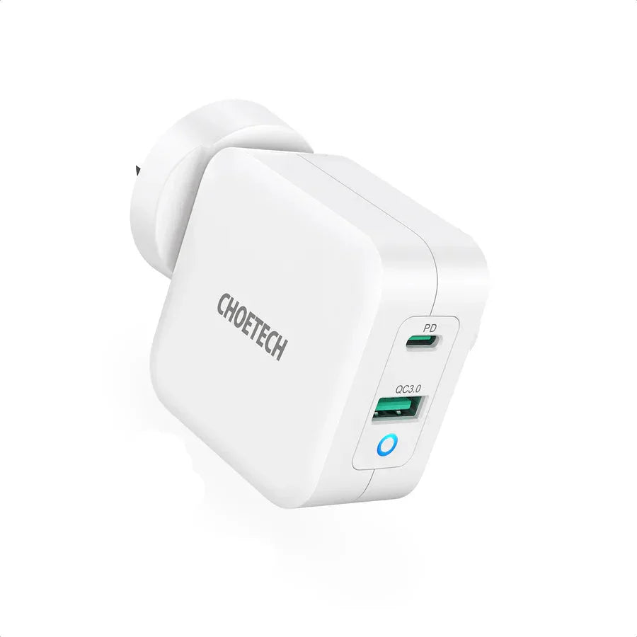 Choetech , Charger 65W Dual USB C Port GaN - White , PD8002 UK