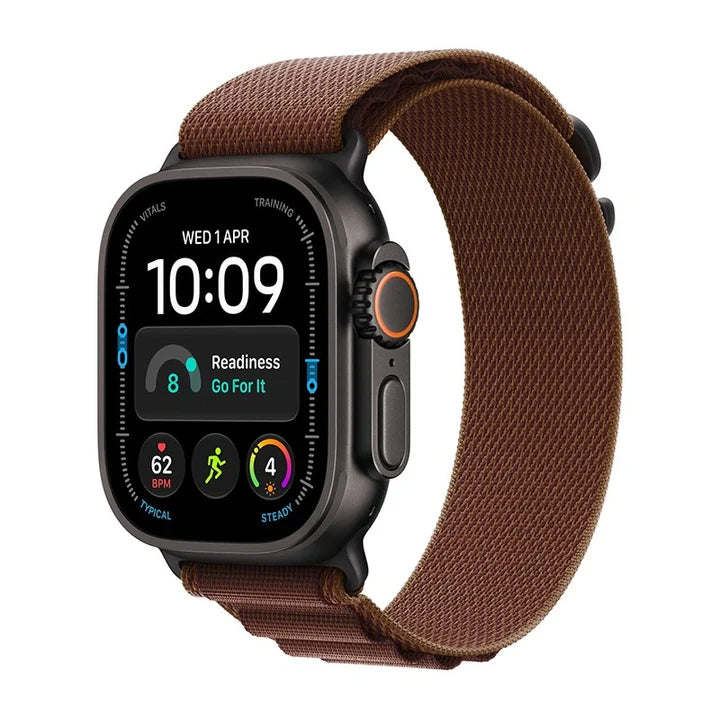 Apple Watch Ultra 4 GPS + Cellular, 49mm Black Titanium Case with Burgundy Alpine Loop - Medium