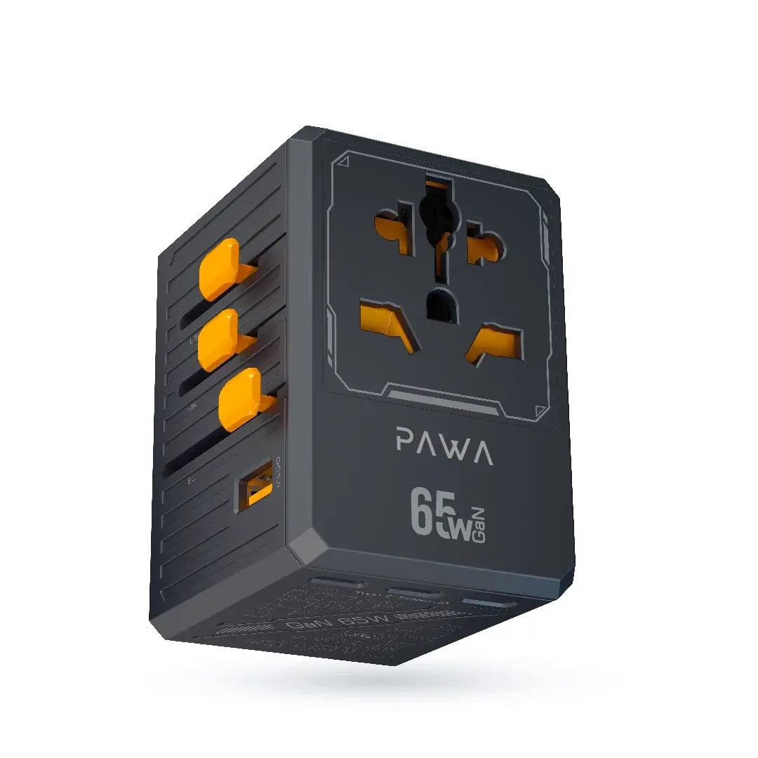 PW-TCUTA65W-BK | PAWA Universal Gan 65W Travel Adapter 2500W-4Type-C+1 Usb-A+Ac | Black