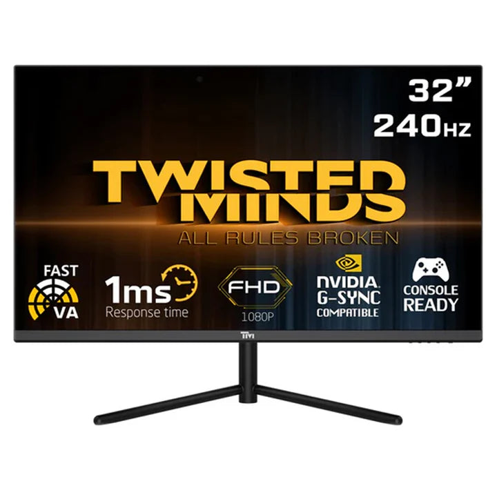 شاشة ألعاب Twisted Minds مقاس 32 بوصة، بدقة FHD، و240 هرتز، وVA، ووقت استجابة 1 مللي ثانية/HDR، ومنفذ HDMI2.1