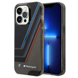 BMW Motorsport Collection PC/TPU IML Printed Tricolor Stripes, Translucent Zones iPhone 14 Pro - Black