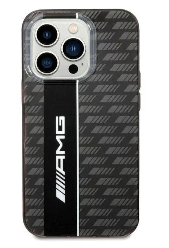 جراب شفاف مزدوج الطبقات من AMG لهاتف Apple iPhone 14 Pro بنمط كربوني II - أسود 3666339070649