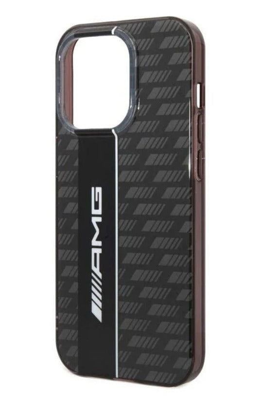 AMG Apple iPhone 14 Pro Transparent Double Layer Case with Carbon Pattern II - Black 3666339070649