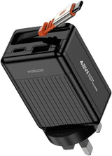 PD-FWCH054 | Porodo 75cm Retractable Type-C Super Quick GaN Charger | Black