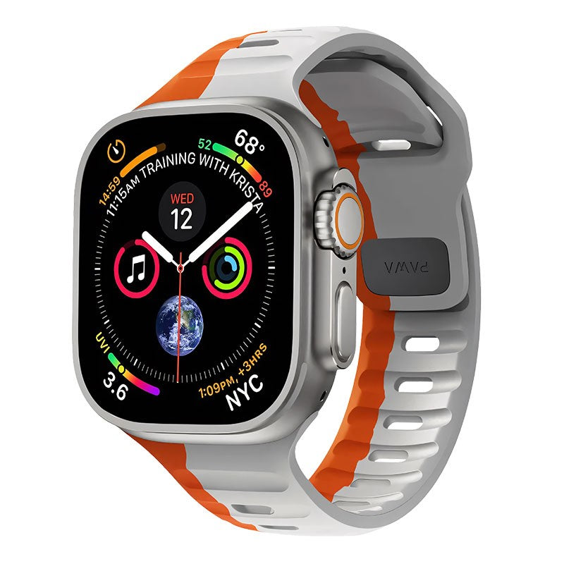 PW-WLLS49IW-GYOR | سوار باوا لاغوس الفاخر ذو الإصدار المحدود من السيليكون الناعم، مقاس 45/49 مم | رمادي/برتقالي