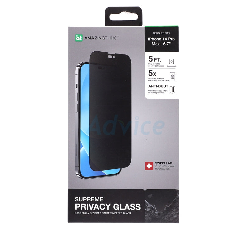 AMAZINGTHING , AT IPHONE 14 PRO MAX 6.7'' 2.75D FULLY COVERED RADIX PRIVACY GLASS , PRIVACY , IP226.7PPRCGLA