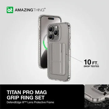 حافظة AMAZINGTHING، AT TITAN PRO NEON MAG WALLET المقاومة للسقوط لهاتف IPHONE 15 PRO MAX 6.7، رمادي، IP156.7PTWGY