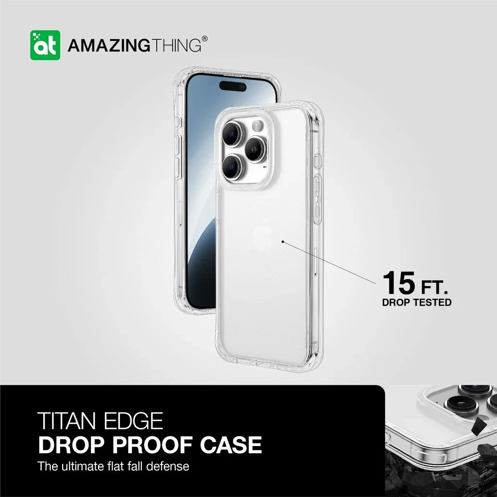 AMAZINGTHING، جراب AT TITAN EDGE المقاوم للسقوط لهاتف IPHONE 15 PRO MAX 6.7، شفاف، IP156.7PTECL