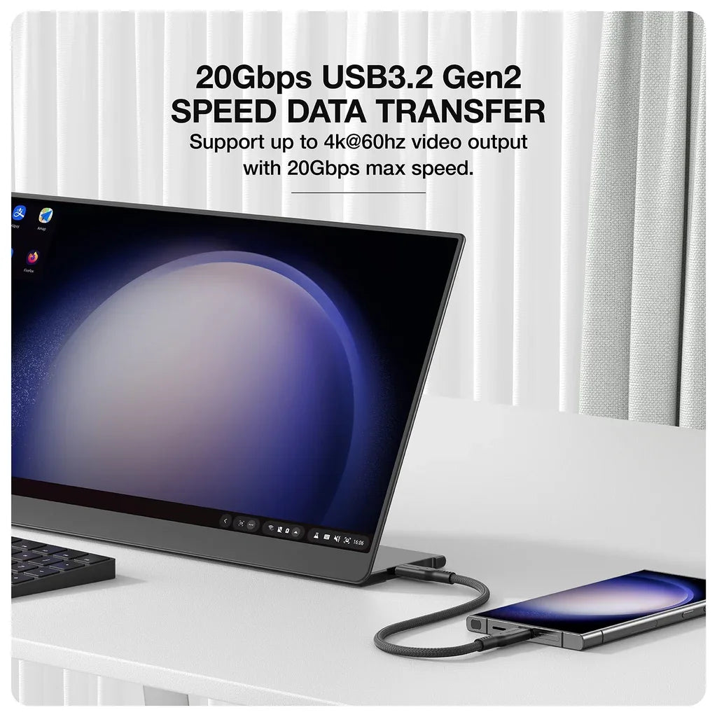 AMAZINGTHING، في THUNDER PRO مع حامل USB-C إلى USB-C، 5.0A 240 W GEN2، 1.2 متر، أسود، THC1.2MBK