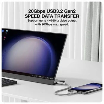 AMAZINGTHING، في THUNDER PRO مع حامل USB-C إلى USB-C، 5.0A 240 W GEN2، 1.2 متر، رمادي، THC1.2MGY