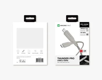 AMAZINGTHING، في THUNDER PRO مع حامل USB-C إلى USB-C، 5.0A 240 W GEN2، 1.2 متر، رمادي، THC1.2MGY