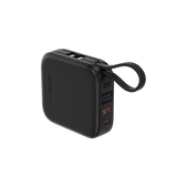 AMAZINGTHING | 17942 | باور بانك ثندر جو بسعة 10000 مللي أمبير/ساعة مع كابلين USB-C مدمجين | أسود