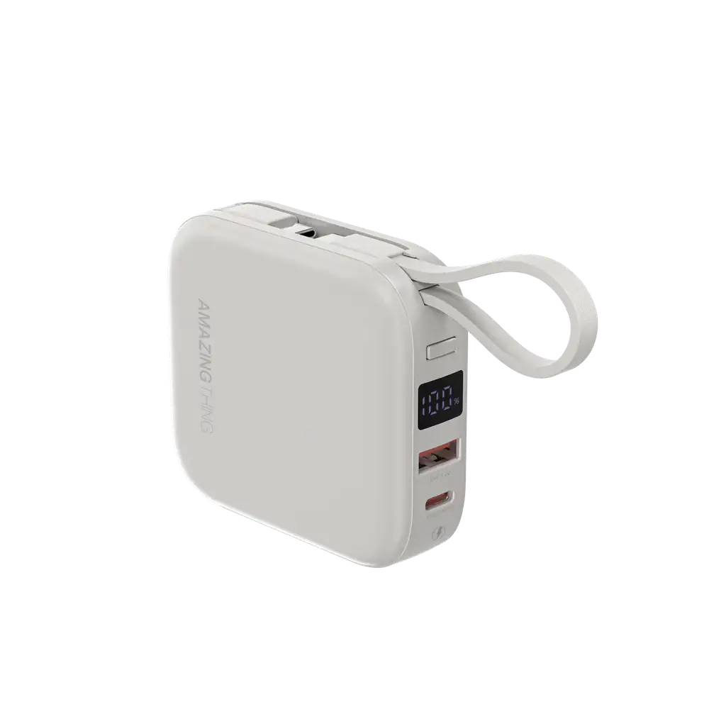 AMAZINGTHING | 17943 | THUNDER Go 10000Mah Power Bank With Built-In 2 Usb-C Cables | Gray - GulfStore.com