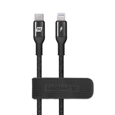 Momax Elite DL30D USB-C To Lightning 30cm Cable - Black