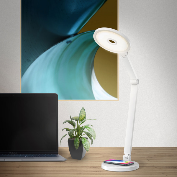 Momax Smart Desk Lamp With Wireless Charging Base - White