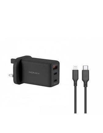 Momax FastPro GaN charger kit with lightning cable - Black