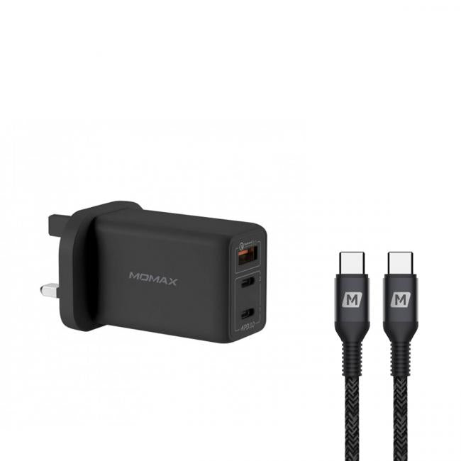 Momax FastPro GaN charger kit with Type-C cable - Black