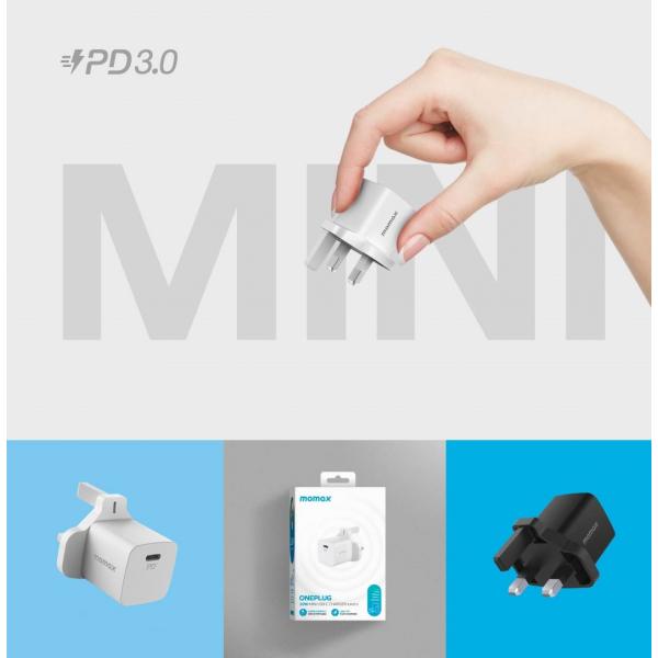 موماكس – شاحن USB صغير بقوة ٢٠ واط – أبيض