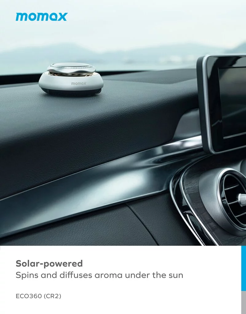 موماكس ECO360 ناشر رائحة السيارة بالطاقة الشمسية - فضي