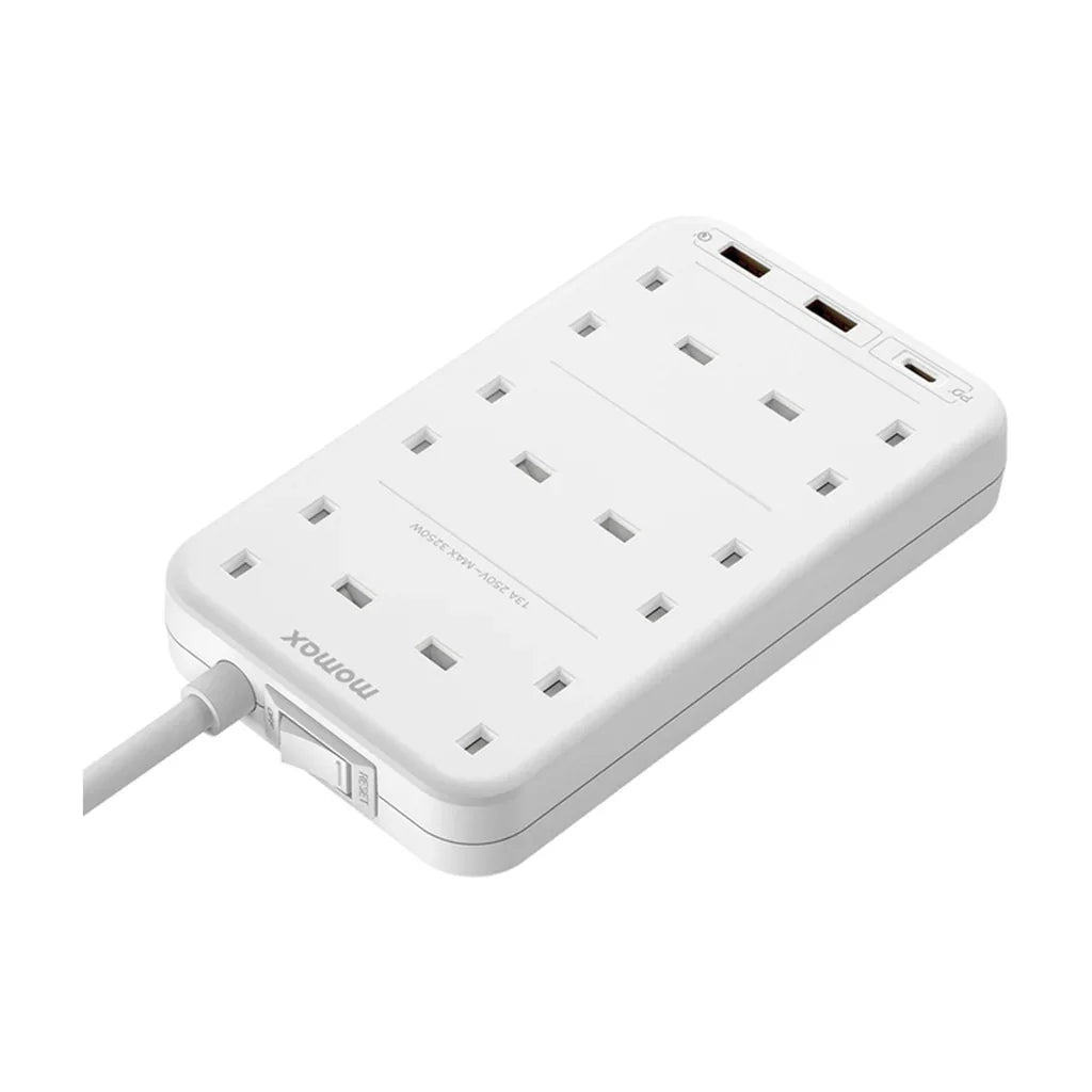 US12UKW | شريط طاقة موماكس ون بلج بستة منافذ مع منفذ USB