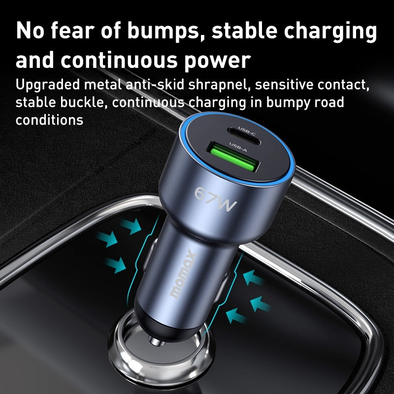 Momax MoVe 67W dual-port car charger - Grey