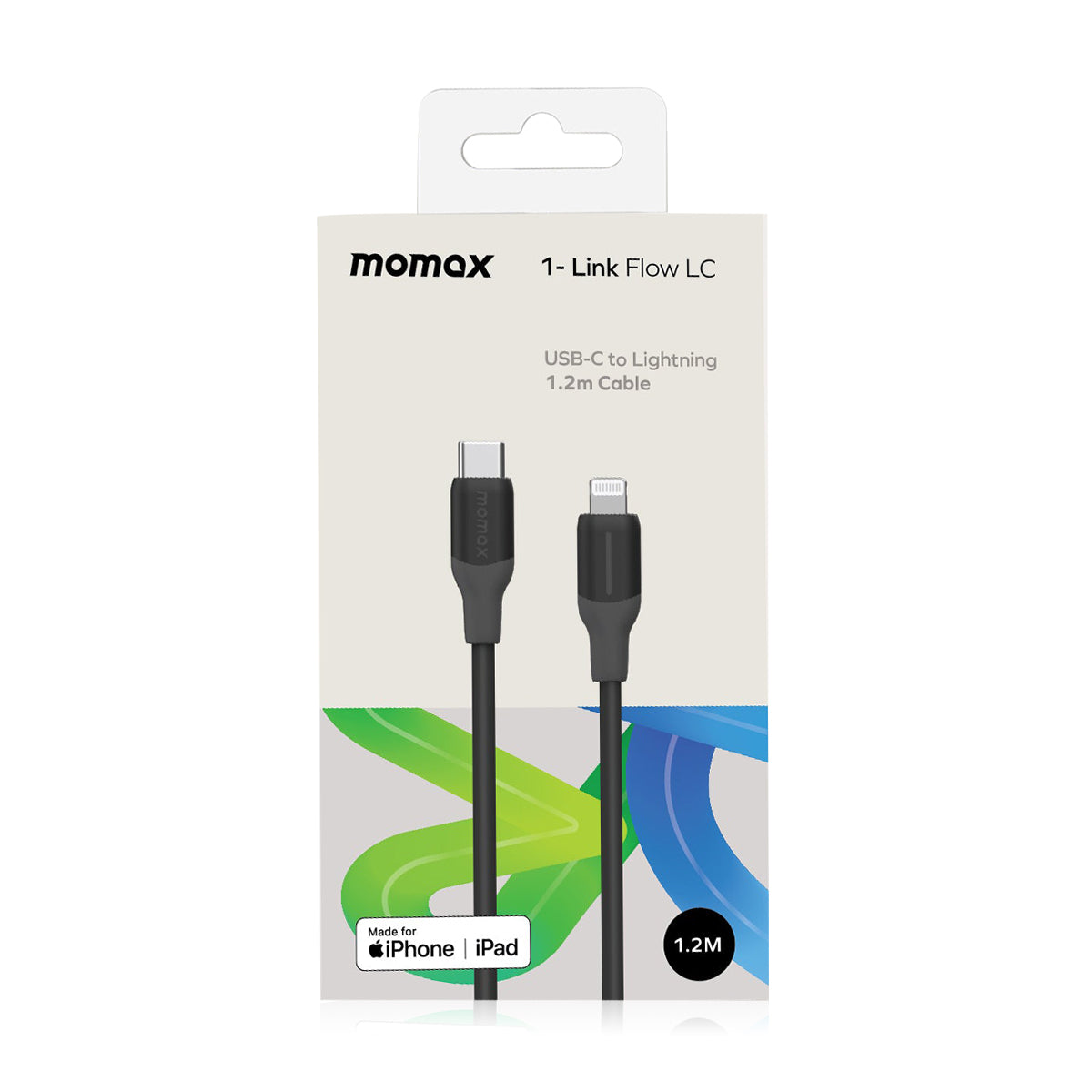 momax USB-C To Lightning (1.2m / Support 35W)Charging + Data Cable(TPE + Silicon) Black DL53D1-Link