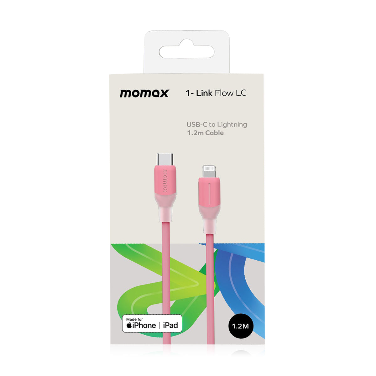 momax USB-C To Lightning (1.2m / Support 35W)Charging + Data Cable(TPE + Silicon) Pink DL53P1-Link