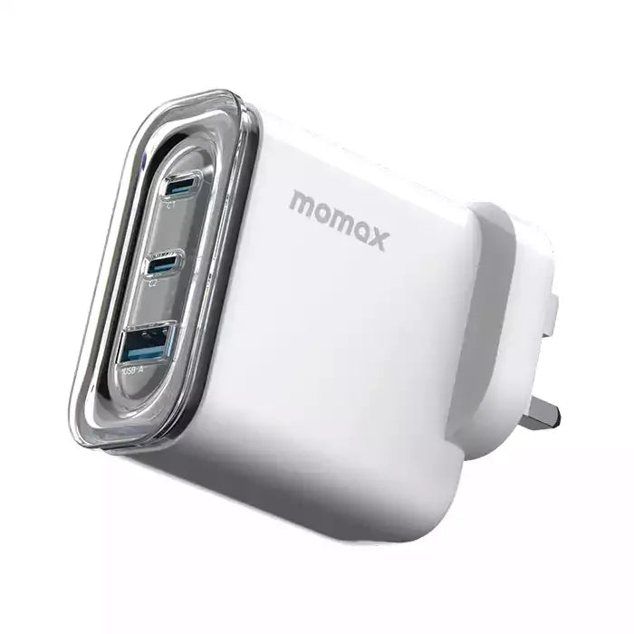 momax Charge Flow+PD 80W GaN Wall Charger[3 ports] - UK PLUG White UM52UKW1