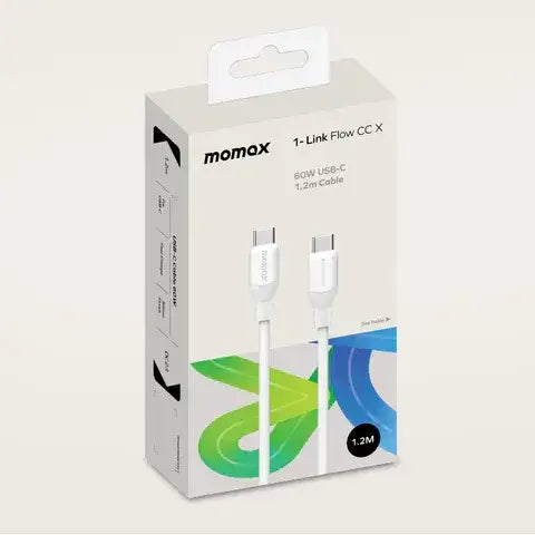 MOMAX USB-C To USB-C (1.2m / Support 60W)Charging + Data Transfer cable(TPE + Silicon) White DC23W1-Link - GulfStore.com