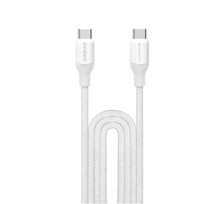 Momax USB-C To USB-C (2.0m / Support 100W)Charging + Data Transfer cable(Braided - TPE + Nylon)  White DC25W1-Link